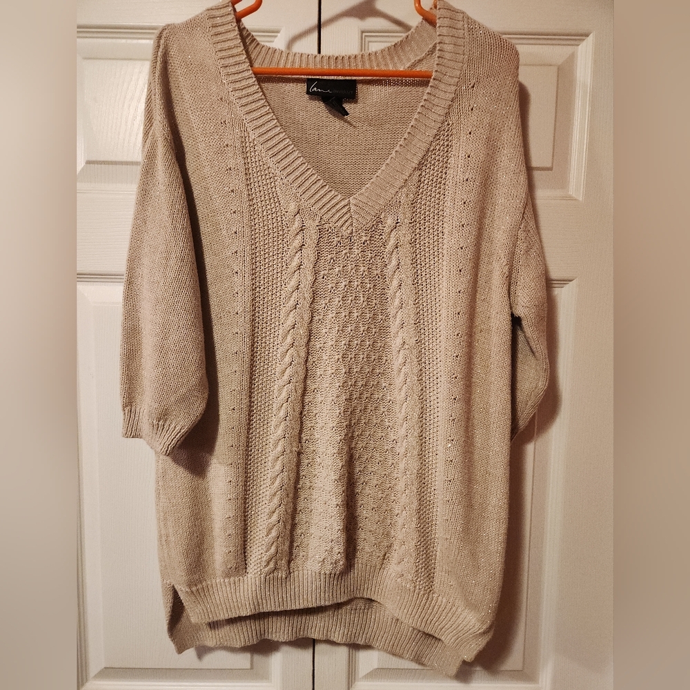 Lane Bryant V-Neck Sweater in Cream With Hints Of Sparkle